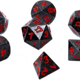 Kości RPG - Metal - Czarna Stal z Czerw. Numerami