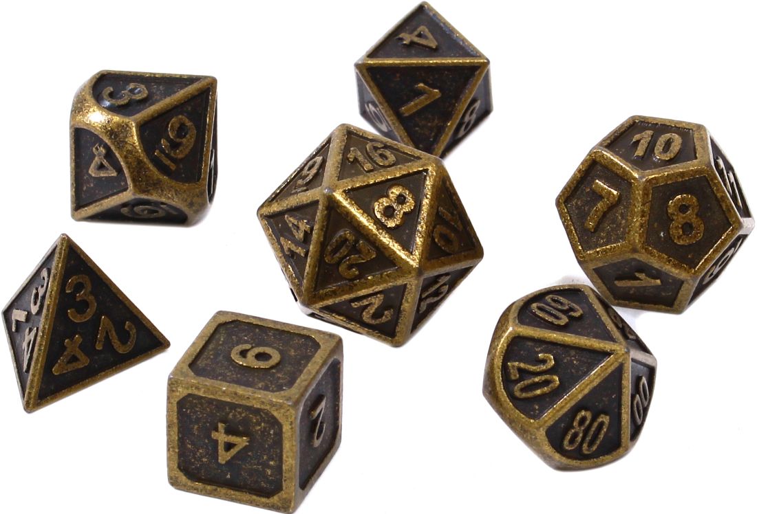 Kości RPG - Metal - Tłoczony antyczny mosiądz