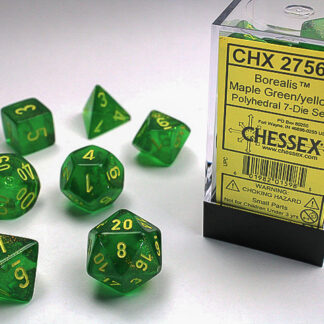 Chessex Borealis 7-Die Set - Maple Green/yellow