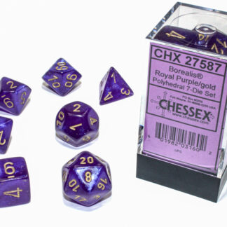 Chessex Borealis 7-Die Set - Royal Purple/gold
