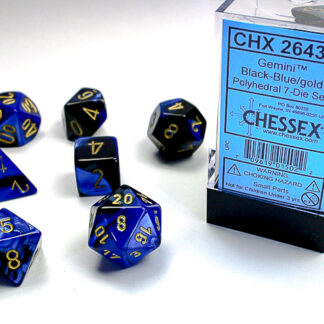 Chessex Gemini 7-Die Set - Black-Blue/gold