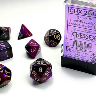 Chessex Gemini 7-Die Set - Black-Purple/gold