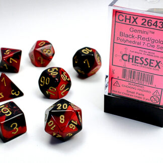 Chessex Gemini 7-Die Set - Black-Red/gold