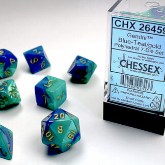 Chessex Gemini 7-Die Set - Blue-Teal/gold