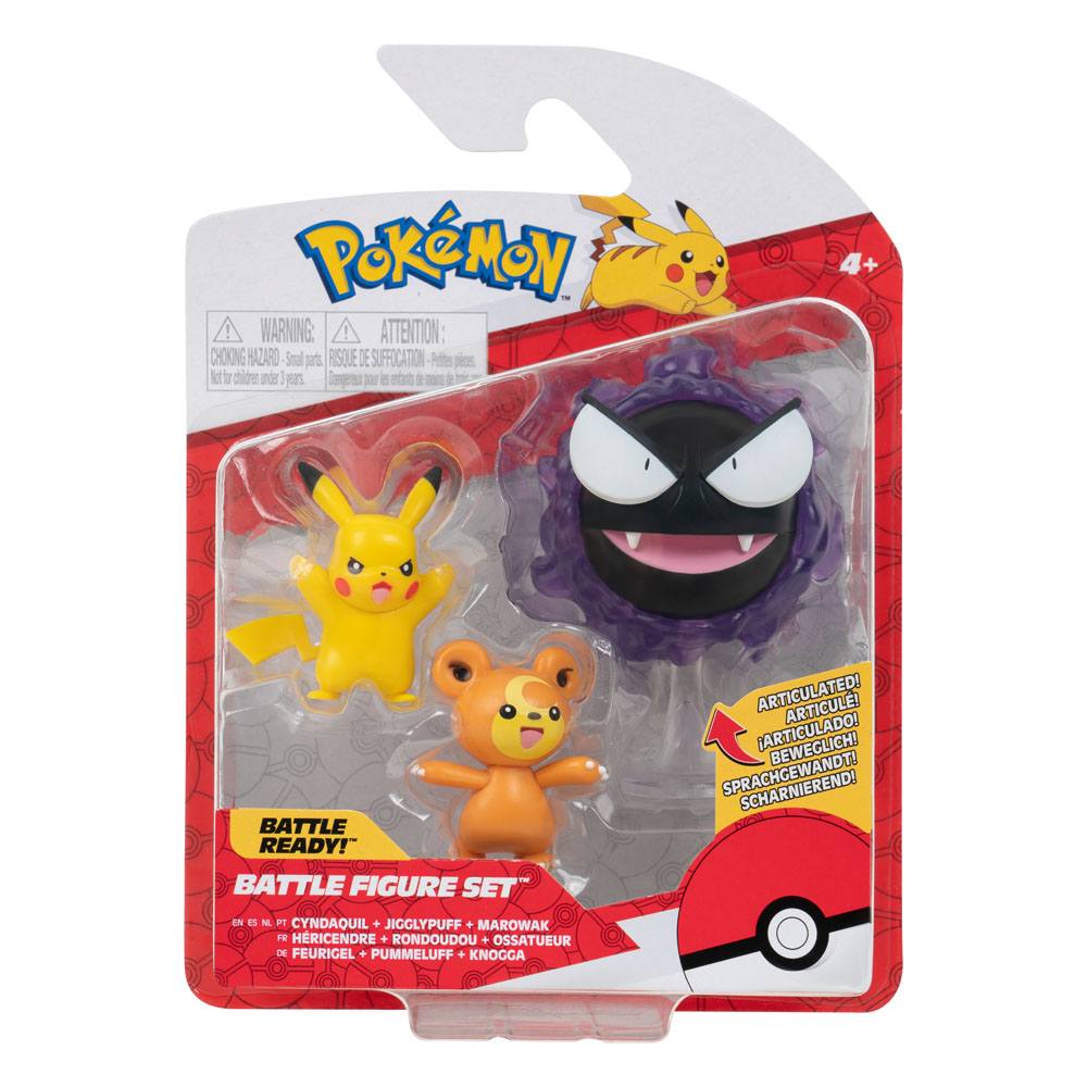 Pokemon Battle Figure 3P Teddiursa Pikachu Gastly
